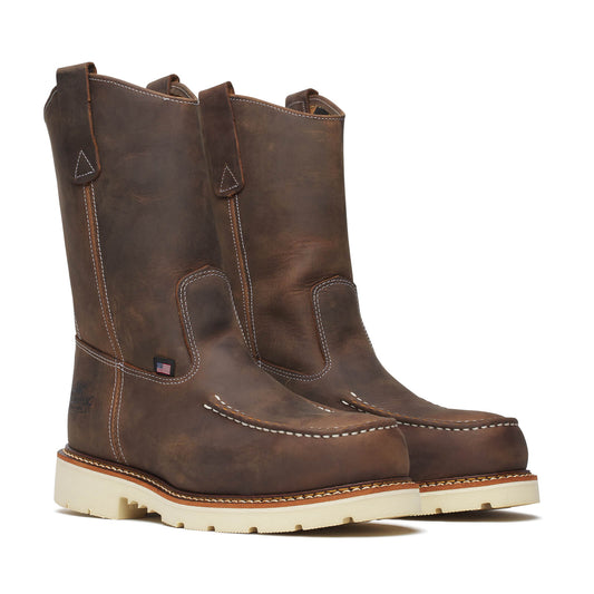 Thorogood - 804-3311 Moc Toe Brown Leather Steel Toe Work Boot - MADE IN THE USA