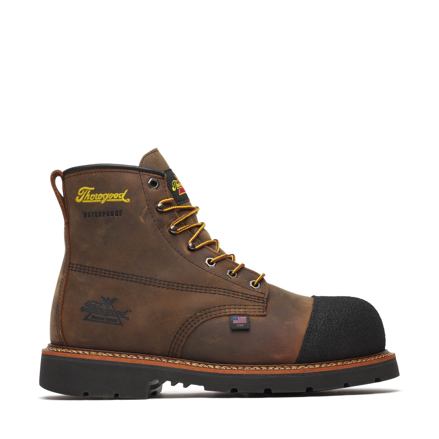 Thorogood - 804-4137 Brown Leather Waterproof Nano Safety Toe Boot - MADE IN THE USA