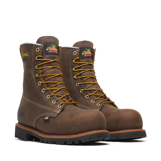 Thorogood - 804-4248 8" Brown Leather Waterproof Nano Safety Toe Work Boot - MADE IN THE USA