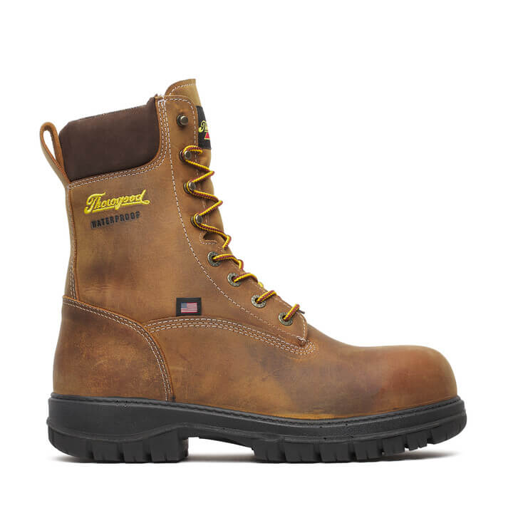 Thorogood - 804-4249 8" Injected Chestnut Leather Waterproof Nano Safety Toe Work Boot - MADE IN USA
