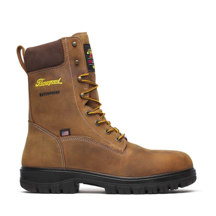 Thorogood - 804-4259 8" Injected Chestnut Leather Insulated Waterproof Nano Safety Toe Work Boot - MADE IN USA