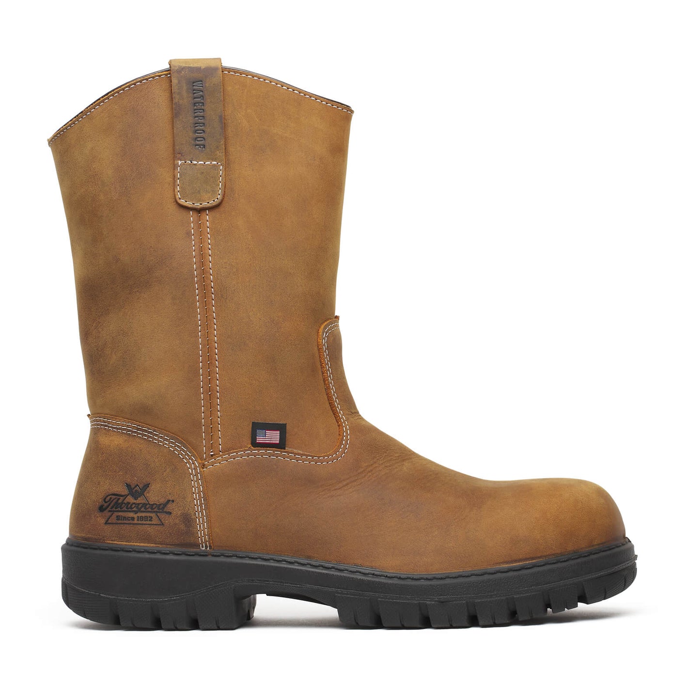 Thorogood - 804-4323 8" Injected Chestnut Leather Waterproof Nano Safety Toe Work Boot - MADE IN USA