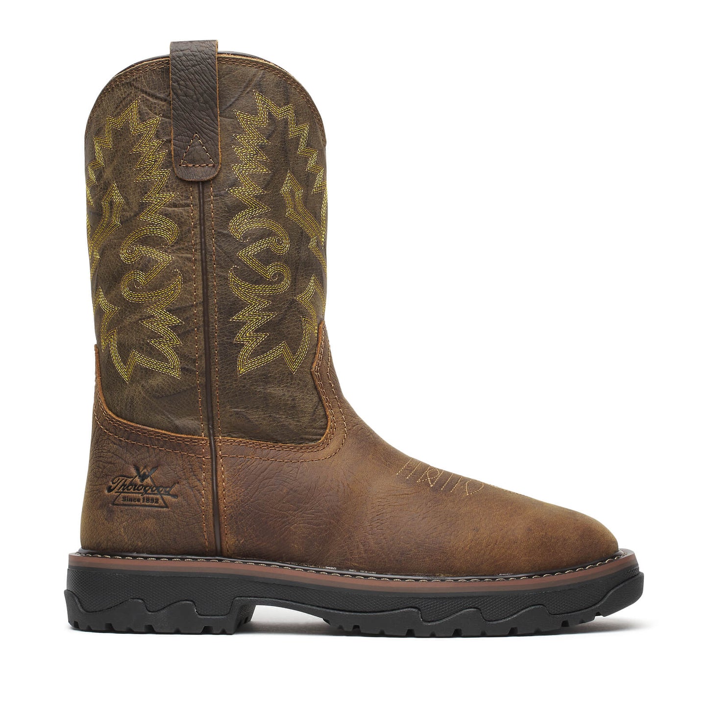 Thorogood - 804-4342 Square Toe Brown Leather Waterproof Nano SafetyToe Western Work Boot