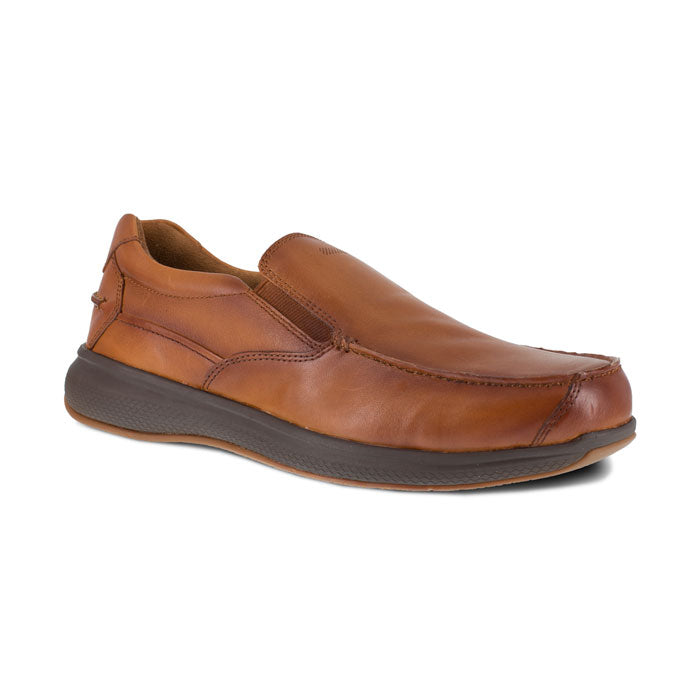 Florsheim Work - Bayside Brown Leather Steel Toe Slip On Work Sneaker - FS2325