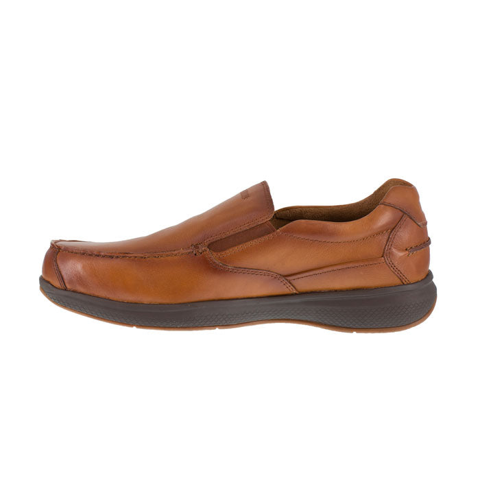 Florsheim Work - Bayside Brown Leather Steel Toe Slip On Work Sneaker - FS2325