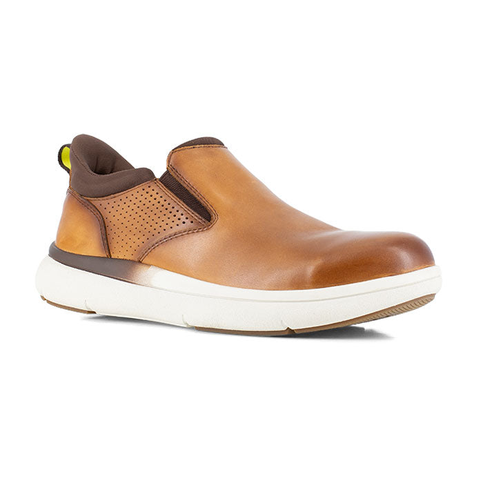 Florsheim Work - Fleet Cognac Brown Leather Composite Toe Slip On Work Sneaker - FS2784