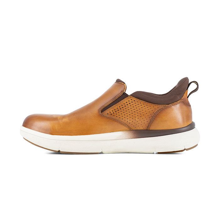 Florsheim Work - Fleet Cognac Brown Leather Composite Toe Slip On Work Sneaker - FS2784